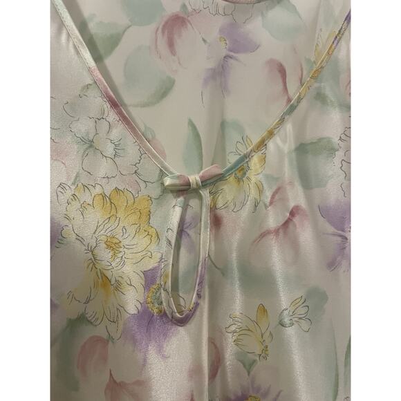 VTG NWT JC Penney Babydoll Nightgown 90s Floral Pastels Cream Satin Nightgown LG - Picture 7 of 7